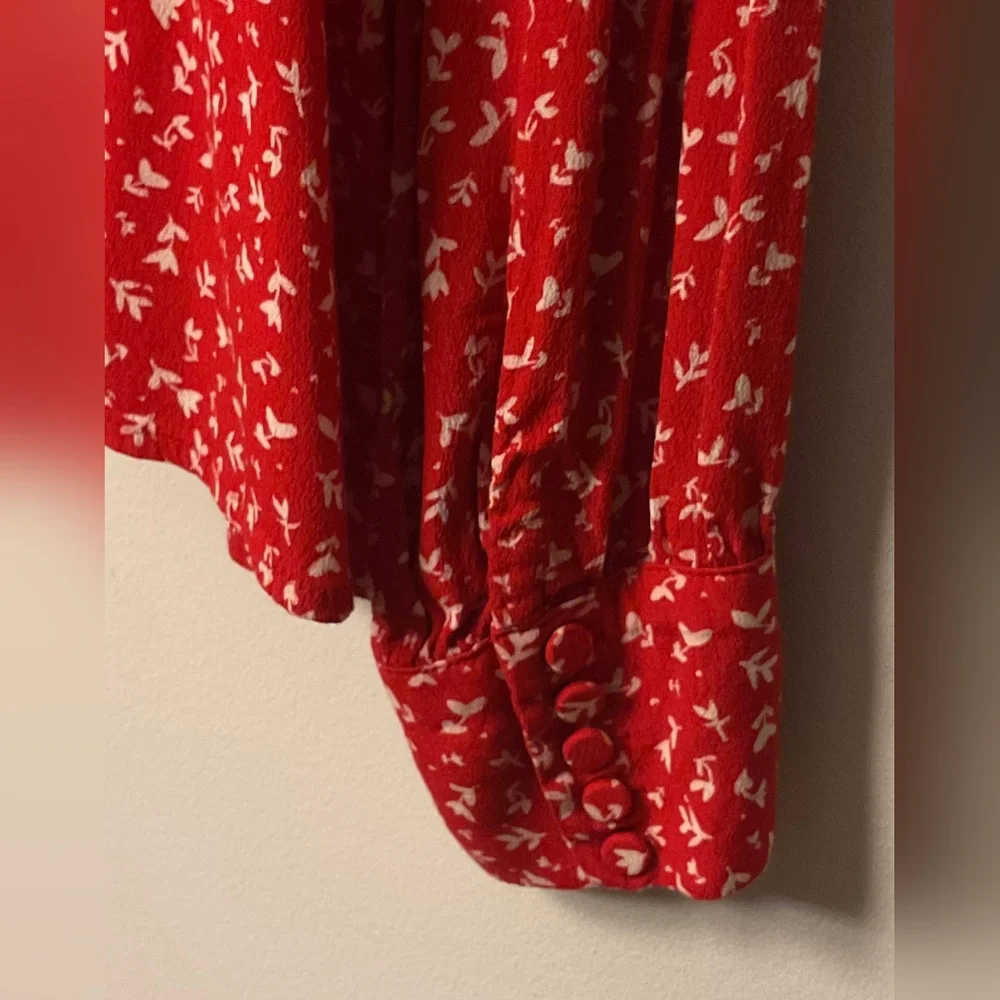 J. Crew Red and White Pretty Patterned Blouse - Picture 4 of 7